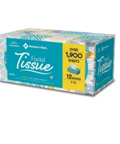 Member��s Mark Facial Tissues. 12 Flat Boxes. 160 2-Ply Tissues per Box (1920 Tissues Total)