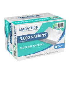 Marathon Embossed Beverage Napkins. 1-Ply. 9 1/2 x 9 1/2. White (3000 ct.)
