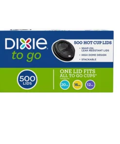 Dixie Sip-Through Dome Hot Drink Lids. Fits 12-20 oz. Cups. Black (500 ct.)
