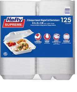 Hefty Supreme Foam Hinged Lid Container. 3-Compartment (125 ct.)