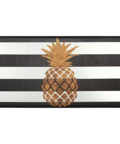Nicole Miller Anti-Fatigue Kitchen Mat - Gold Pineapple Print