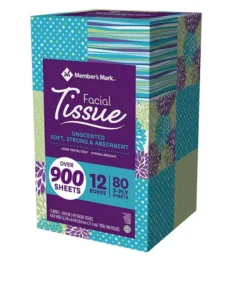 Member's Mark Ultra Soft Facial Tissues. 12 Cube Boxes. 80 3-Ply Tissues per Box (960 Tissues Total)