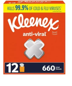 Kleenex Anti-Viral 3-Ply Facial Tissues. Cube Boxes (55 tissues/box. 12 boxes)