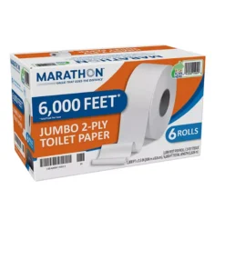 Marathon Jumbo Roll 2-Ply Toilet Paper. Septic Safe (1000 ft./roll. 6 rolls/case)