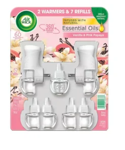 Air Wick Scented Oil Air Freshener Kit. Vanilla & Pink Papaya (2 Warmers +7 Refills)