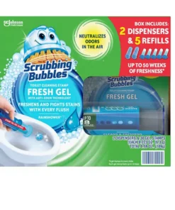 Scrubbing Bubbles Toilet Gel Stamp. Rainshower (2 dispensers + 30 gel stamps)