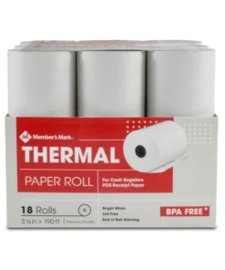 Member's Mark Thermal Receipt Paper Rolls. 3 1/8 X 190'. 18 Rolls